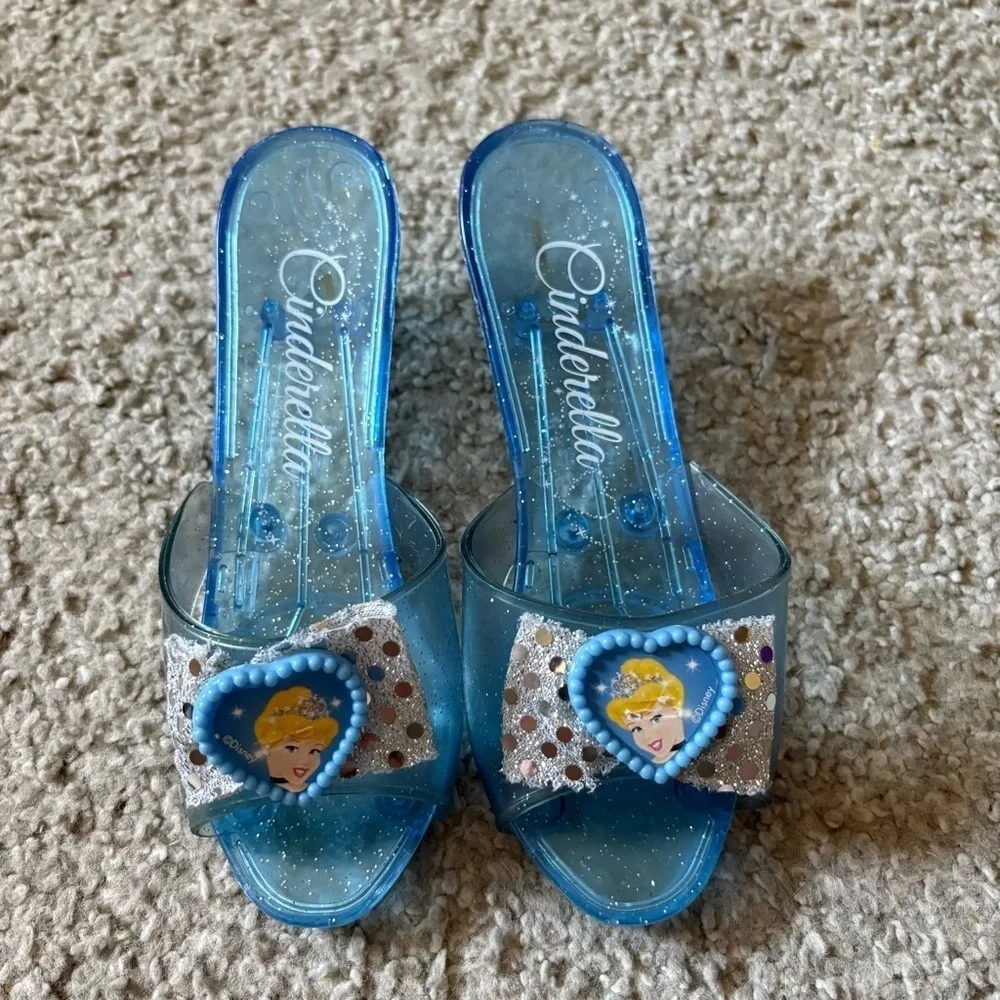 Cinderella Sparkling Blue Dress Shoes for Kids Disney Play Dress Up Plastic